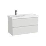 Móvel base suspenso com lavatório Fineceramic à esquerda duas gavetas com fecho amortecido 100 x 46 x 62.5 cm Roca