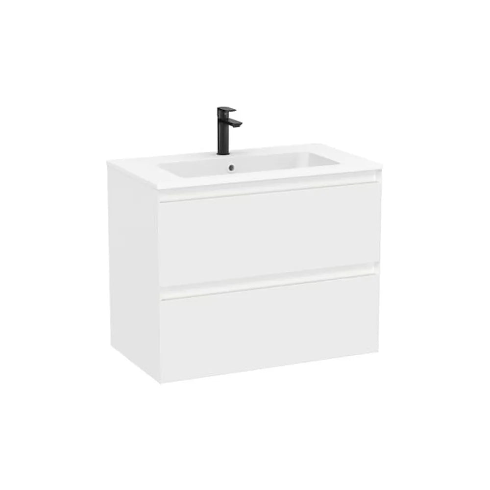 Mueble base suspendido dos cajones lavabo porcelana blanco mate 81x46x65 cm Roca - Vista 1