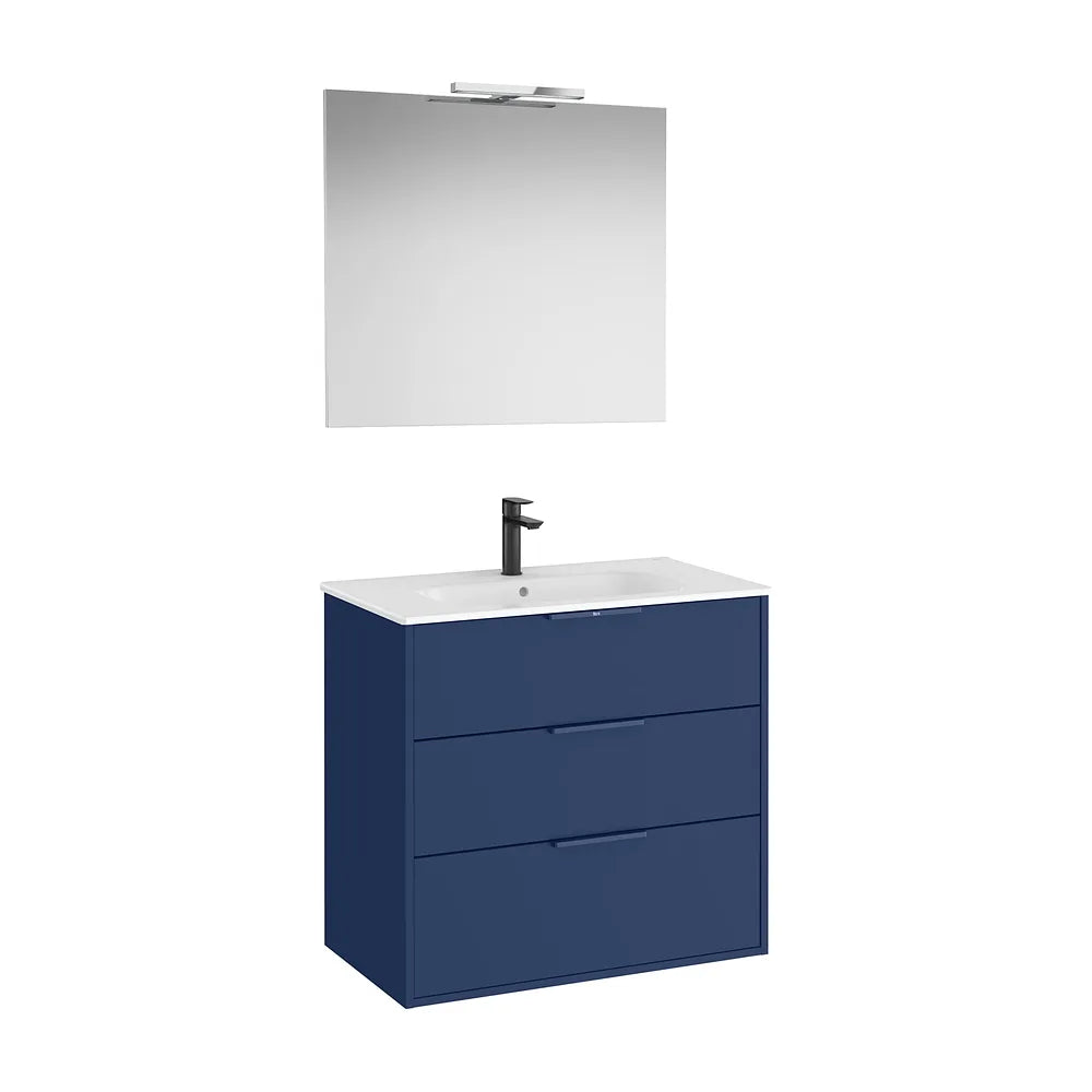 Mueble Base Compacto Tres Cajones Lavabo Porcelana Espejo Led Aplique Starlight Roca - Vista 2