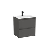 Mueble base suspendido dos cajones lavabo porcelana blanco 61x46x65 cm Roca