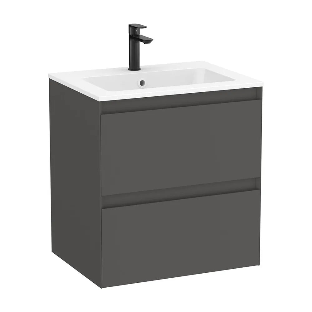 Mueble base suspendido dos cajones lavabo porcelana blanco 61x46x65 cm Roca - Vista 2