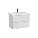 Meuble bas suspendu avec lavabo carré Fineceramic 80 x 46 x 62,5 cm deux tiroirs gris pierre design Unik Roca