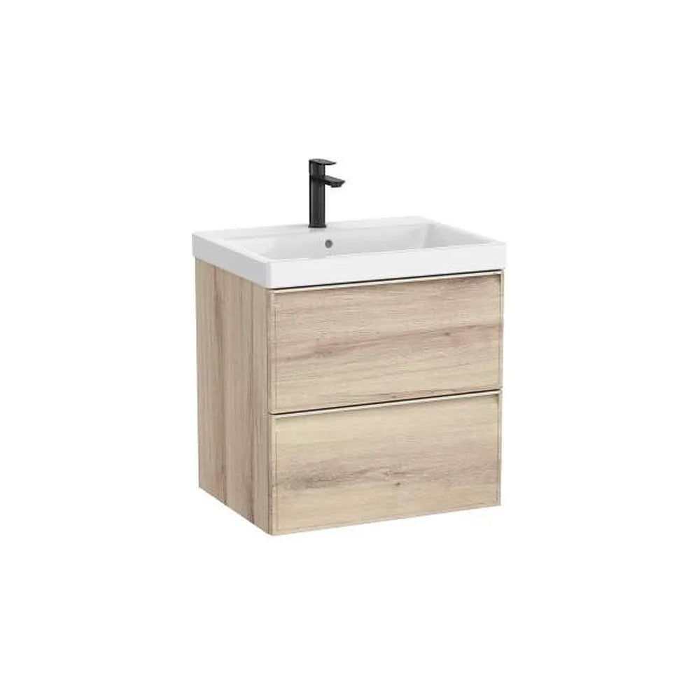 Mueble base suspendido con dos cajones y lavabo cuadrado Fineceramic 60x46x62 cm Roca - Vista 1