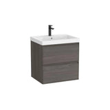 Mueble base suspendido con dos cajones y lavabo cuadrado 60x46x62 cm Roca
