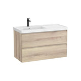 Mueble base suspendido con dos cajones y lavabo Fineceramic a la izquierda 100x46x62 cm Roca