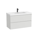 Mueble base suspendido con lavabo Fineceramic centrado 100x46x62 cm Roca