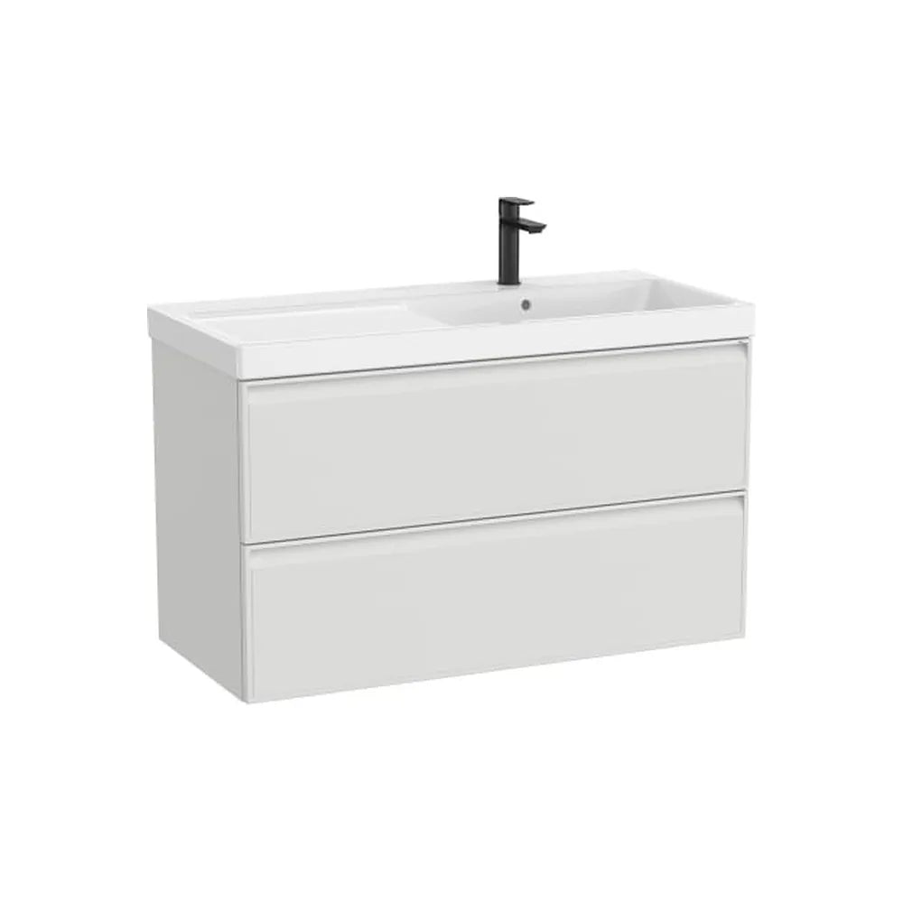 Mueble base suspendido con dos cajones y lavabo Fineceramic a la derecha 100x46x62 cm Roca - Vista 1