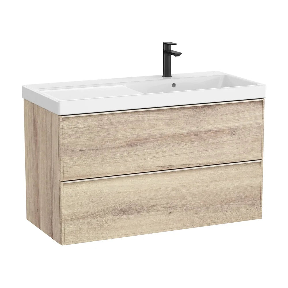 Mueble Base Suspendido 2 Cajones Lavabo Fineceramic a la Derecha 100x46x62cm Roca - Vista 2