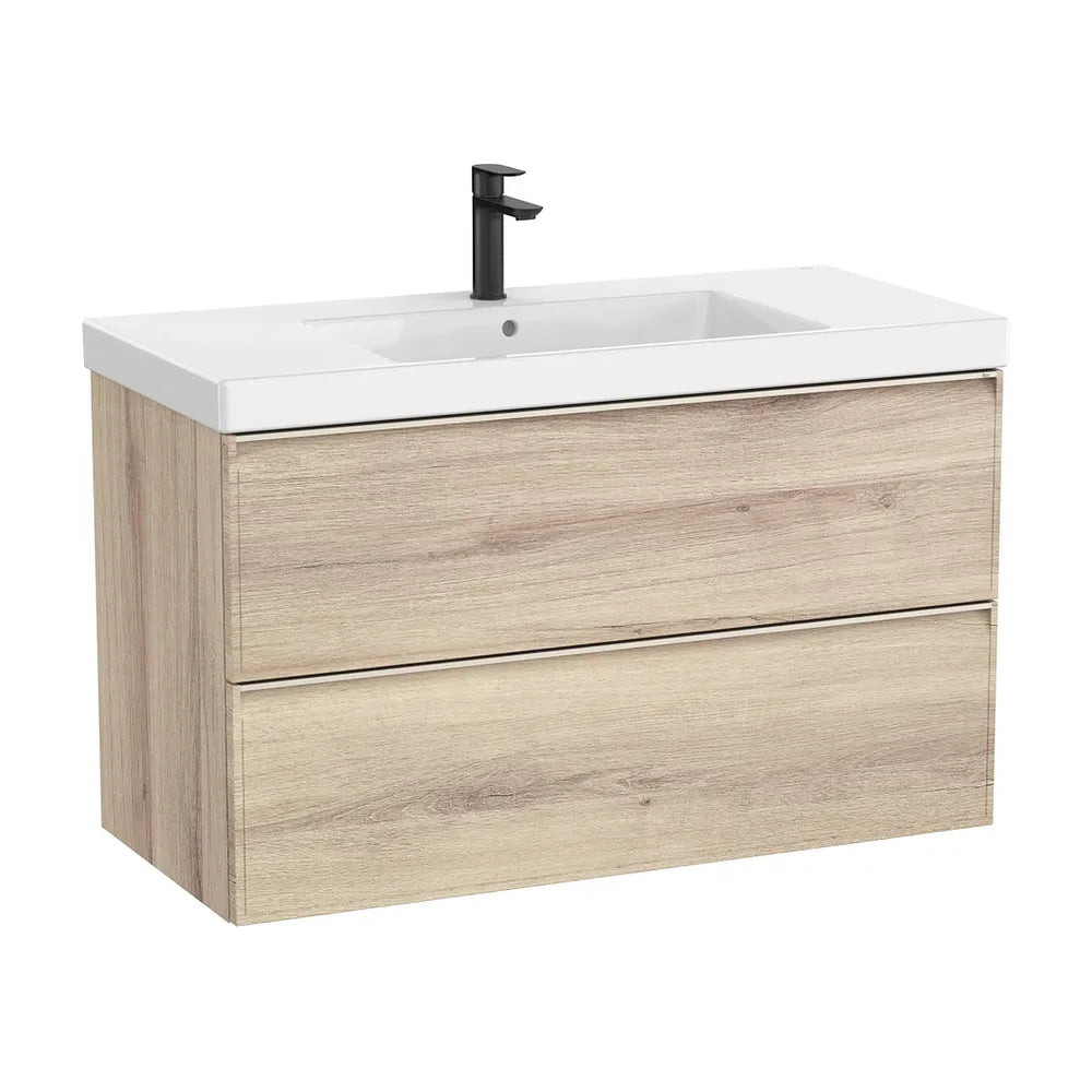 Mueble base suspendido con lavabo centrado de Fineceramic 100x46x62 cm Roca - Vista 2
