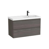 Mueble base suspendido dos cajones con lavabo Fineceramic a la derecha 100x46x62 cm Roca