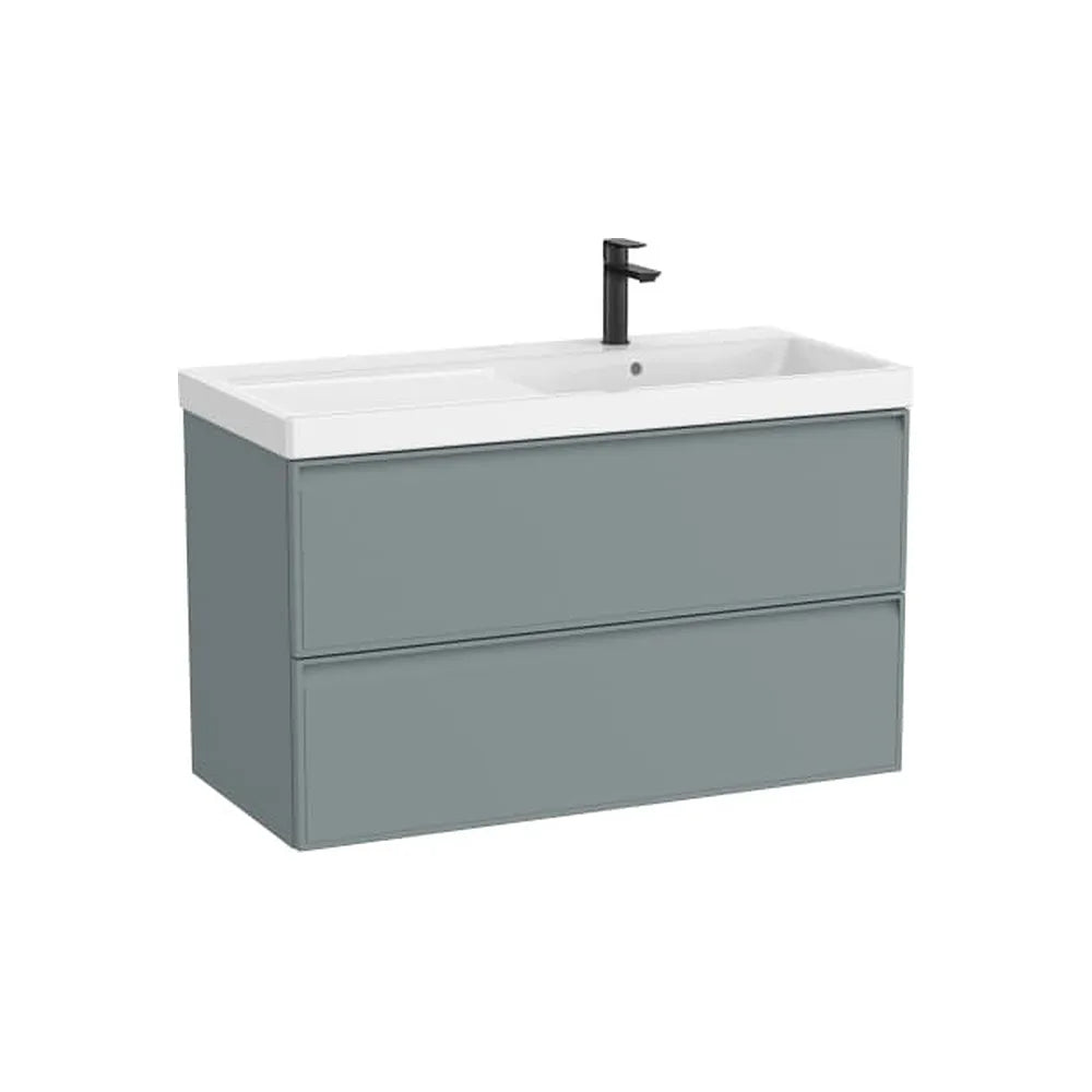 Mueble base suspendido con dos cajones y lavabo Fineceramic a la derecha 100x46x62 cm Roca - Vista 1