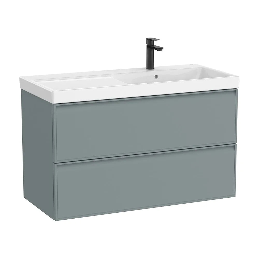 Mueble base suspendido con dos cajones y lavabo Fineceramic a la derecha 100x46x62 cm Roca - Vista 2