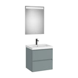 Pack mueble base dos cajones lavabo Fineceramic espejo LED Eidos 60x46x62 cm Roca