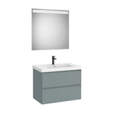 Pack mueble base dos cajones lavabo Fineceramic espejo LED Eidos 80x46x62 cm Roca