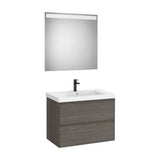 Pack mueble base dos cajones lavabo Fineceramic espejo LED 80x46x62 cm Roca