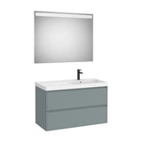 Pack mueble base dos cajones lavabo Fineceramic derecha espejo LED 100x46x62 cm Roca