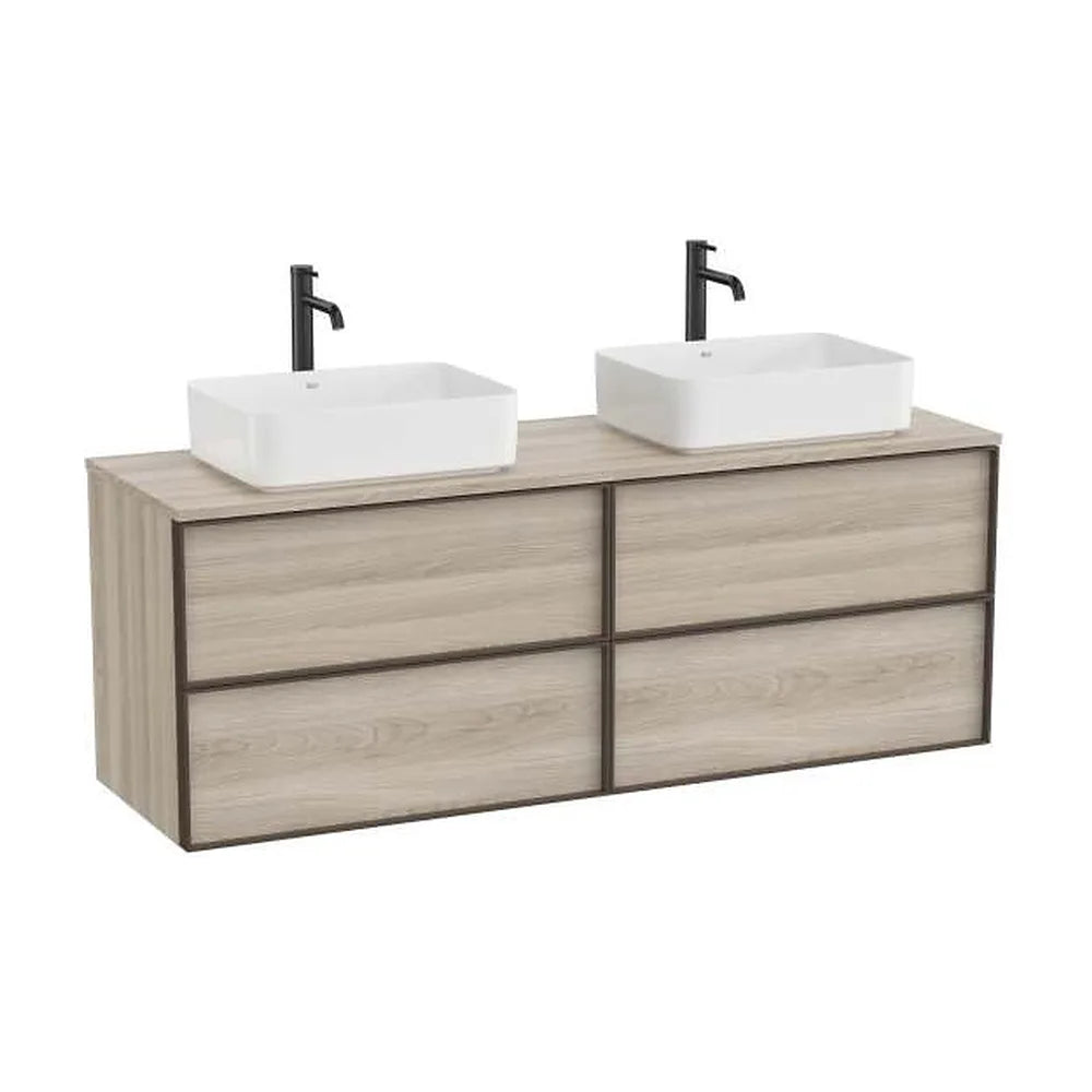 Mueble base suspendido cuatro cajones para lavabo sobre encimera 1576x48x56 cm Roca - Vista 1