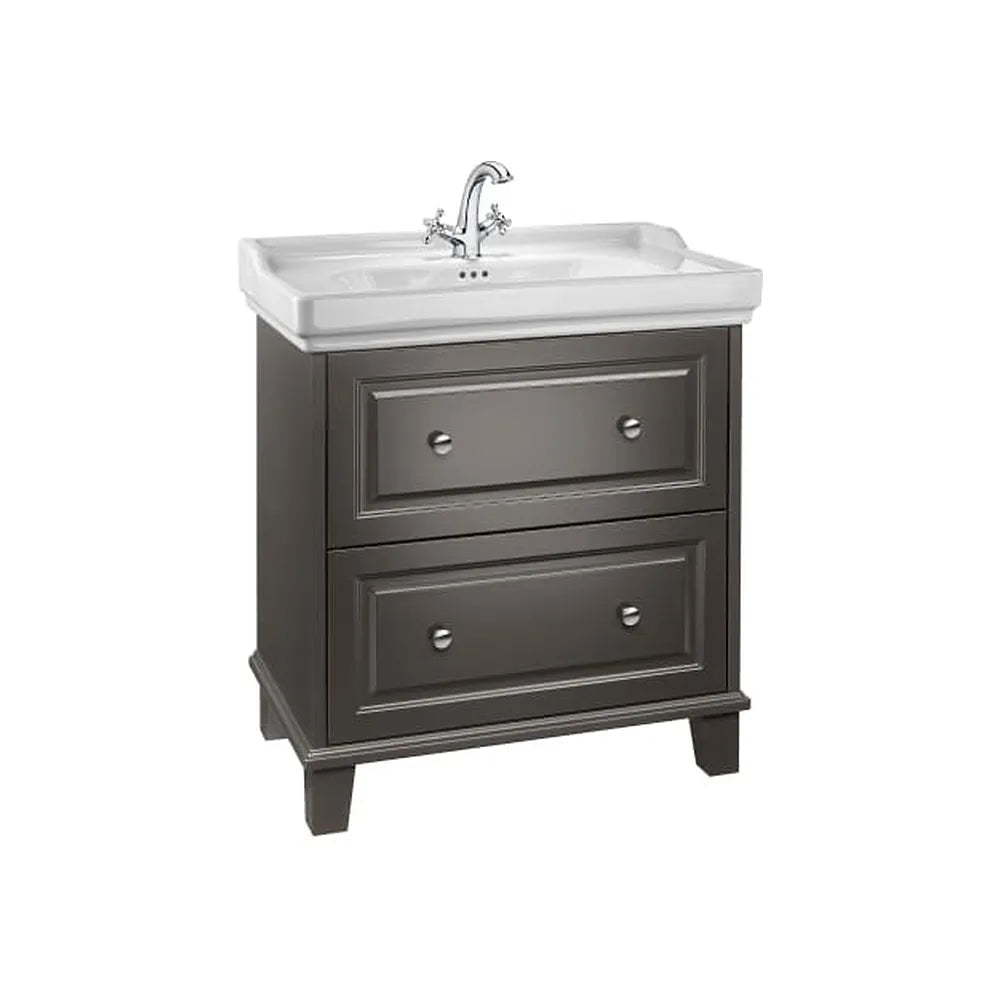 Mueble Base con 2 Cajones y Lavabo con 1 Orificio 80x50x87cm Colección Carmen Negro Mate Roca - Vista 1