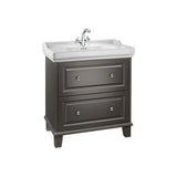 Mueble Base con 2 Cajones y Lavabo con 1 Orificio 80x50x87cm Colección Carmen Negro Mate Roca