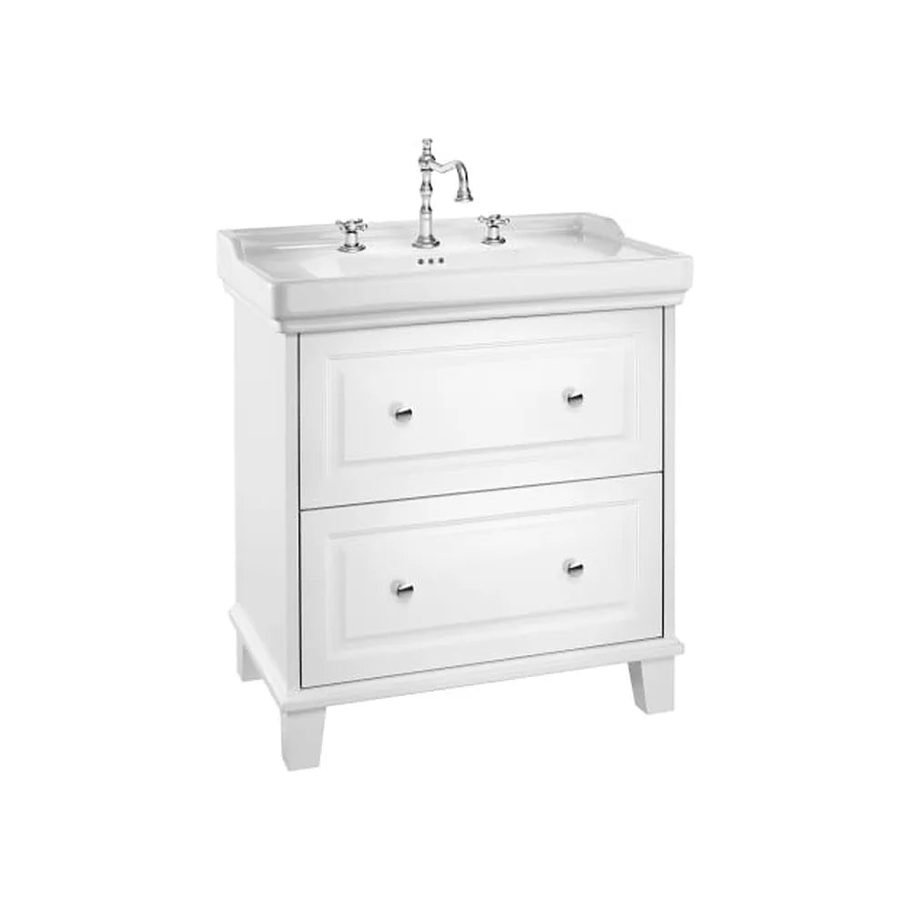Mueble base con dos cajones y lavabo con 3 orificios blanco mate 80x50x87 cm Roca - Vista 1
