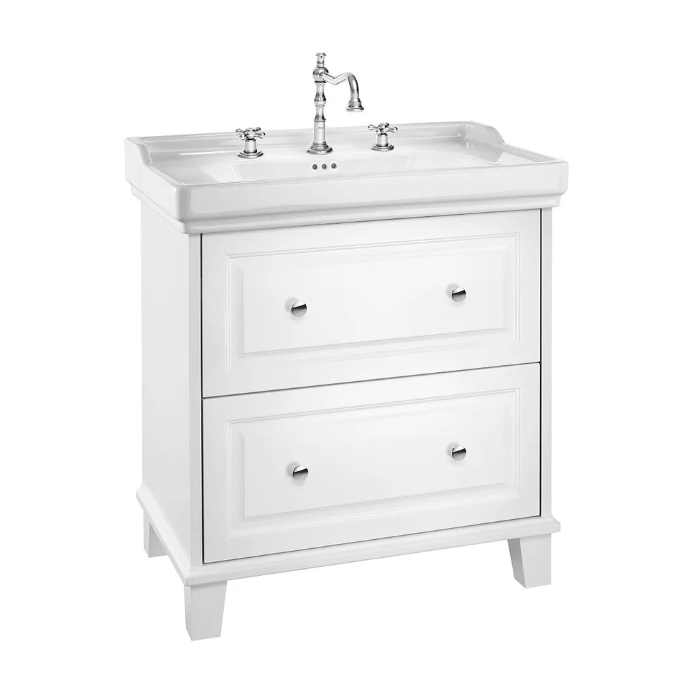 Mueble base con dos cajones y lavabo con 3 orificios blanco mate 80x50x87 cm Roca - Vista 2