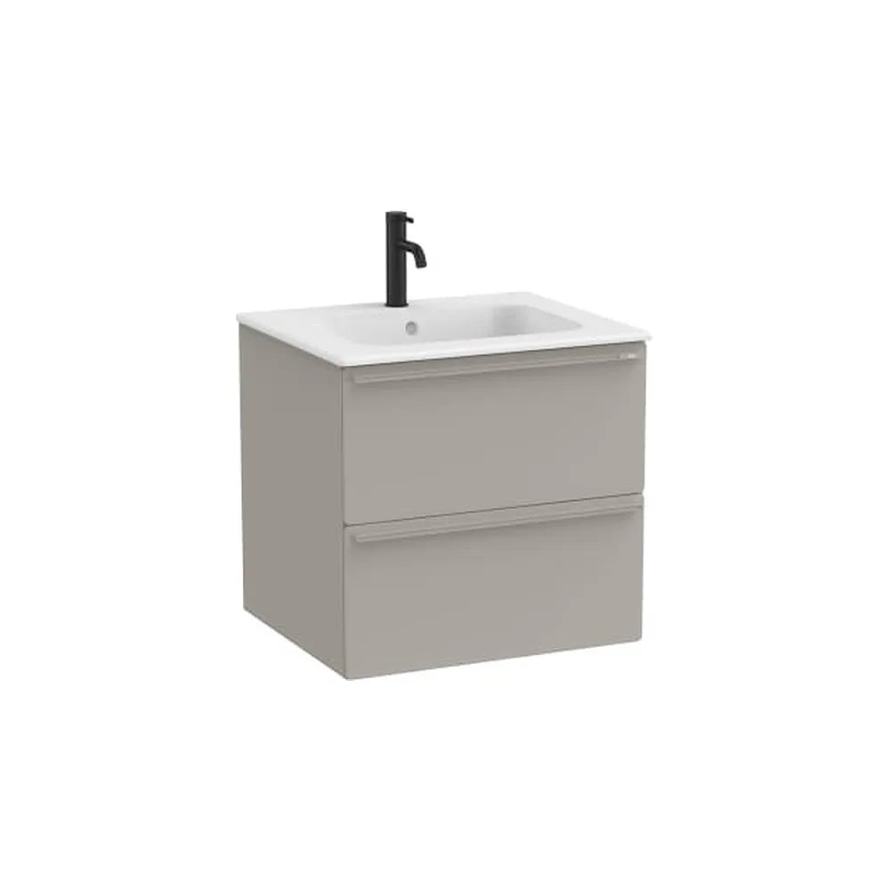 Mueble base suspendido dos cajones lavabo porcelana blanco mate 61x51x56 cm Roca - Vista 1