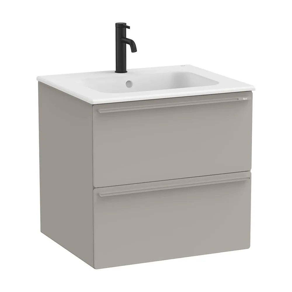 Mueble base suspendido dos cajones lavabo porcelana blanco mate 61x51x56 cm Roca - Vista 2