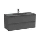 Mueble base suspendido con dos cajones y lavabo porcelana 121x51x56 cm Roca