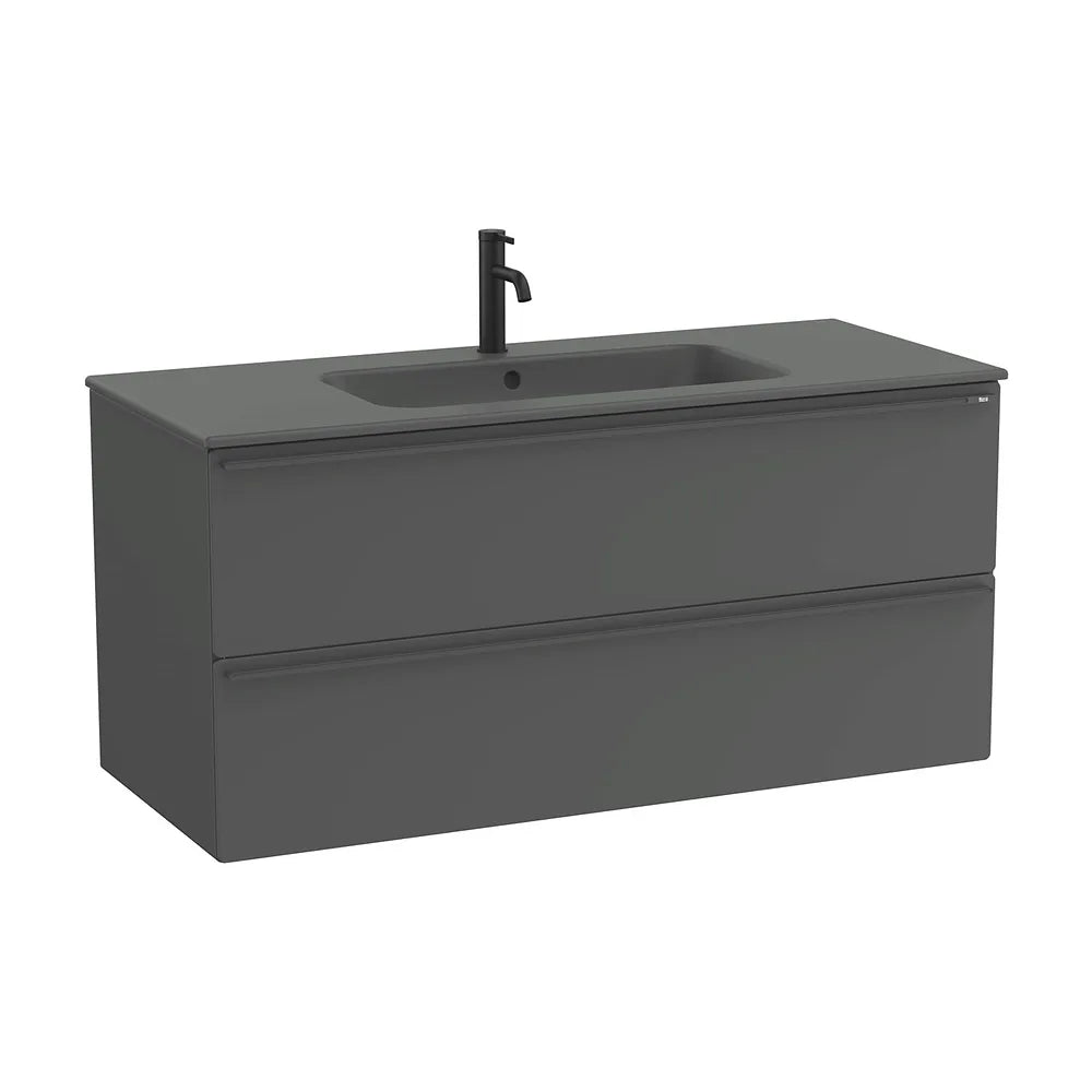 Mueble base suspendido con dos cajones y lavabo porcelana 121x51x56 cm Roca - Vista 2