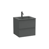 Mueble base suspendido con dos cajones y lavabo porcelana 61x51x56 cm Roca