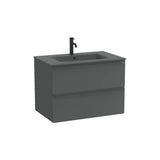 Mueble base suspendido con dos cajones y lavabo porcelana 81x51x56 cm Roca