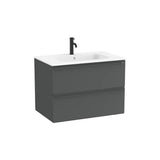 Mueble base suspendido con dos cajones y lavabo de porcelana blanco mate 81x51x56 cm Roca