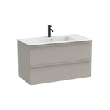Mueble base suspendido dos cajones lavabo porcelana blanco mate 101x51x56 cm Roca
