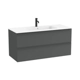 Mueble base suspendido con dos cajones y lavabo porcelana blanco mate 121x51x58 cm Roca