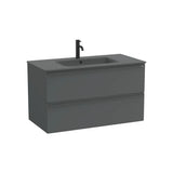 Mueble base suspendido con dos cajones y lavabo porcelana 101x51x56 cm Roca
