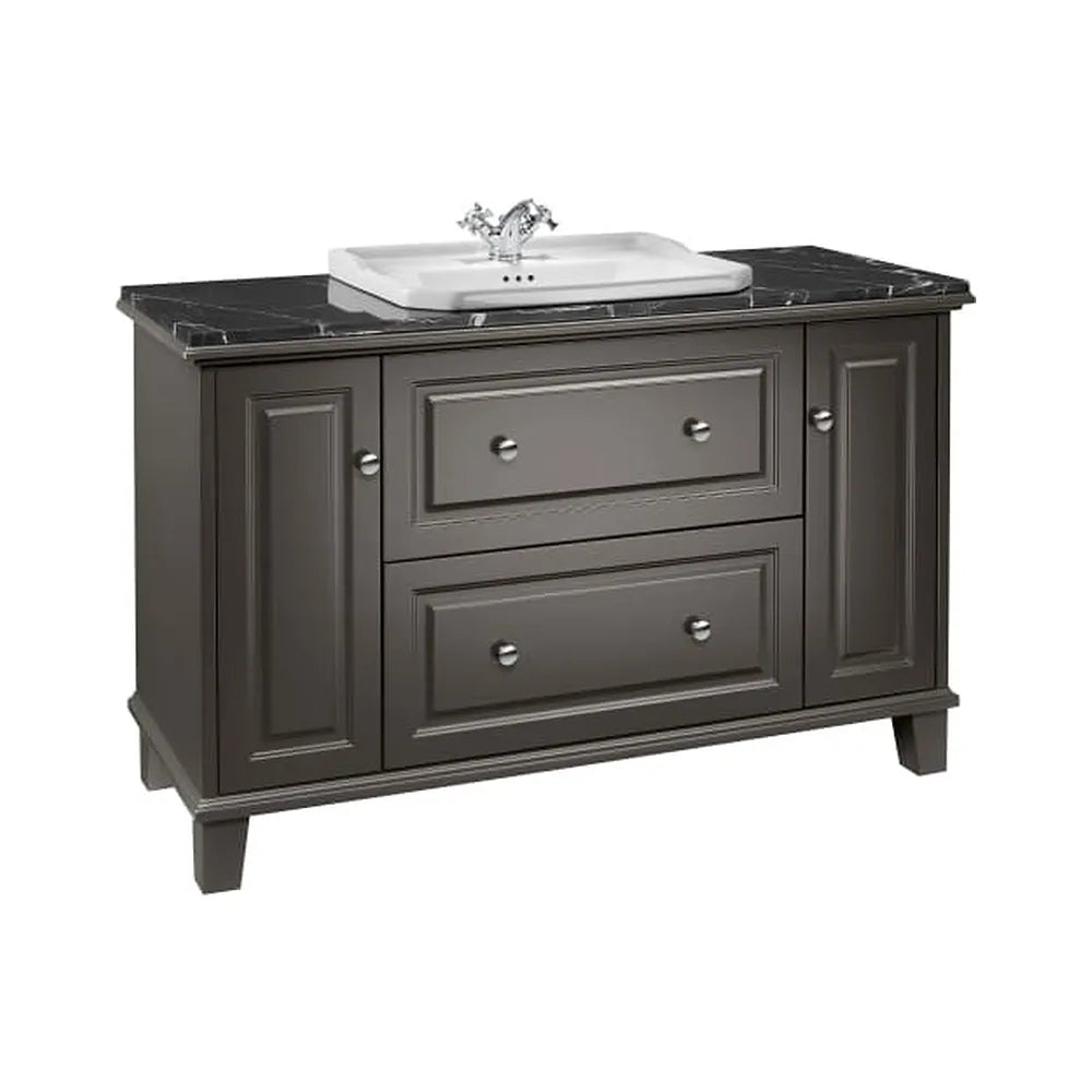 Mueble base 130x49x83 cm dos cajones dos puertas para lavabo encimera negro mate Roca - Vista 1