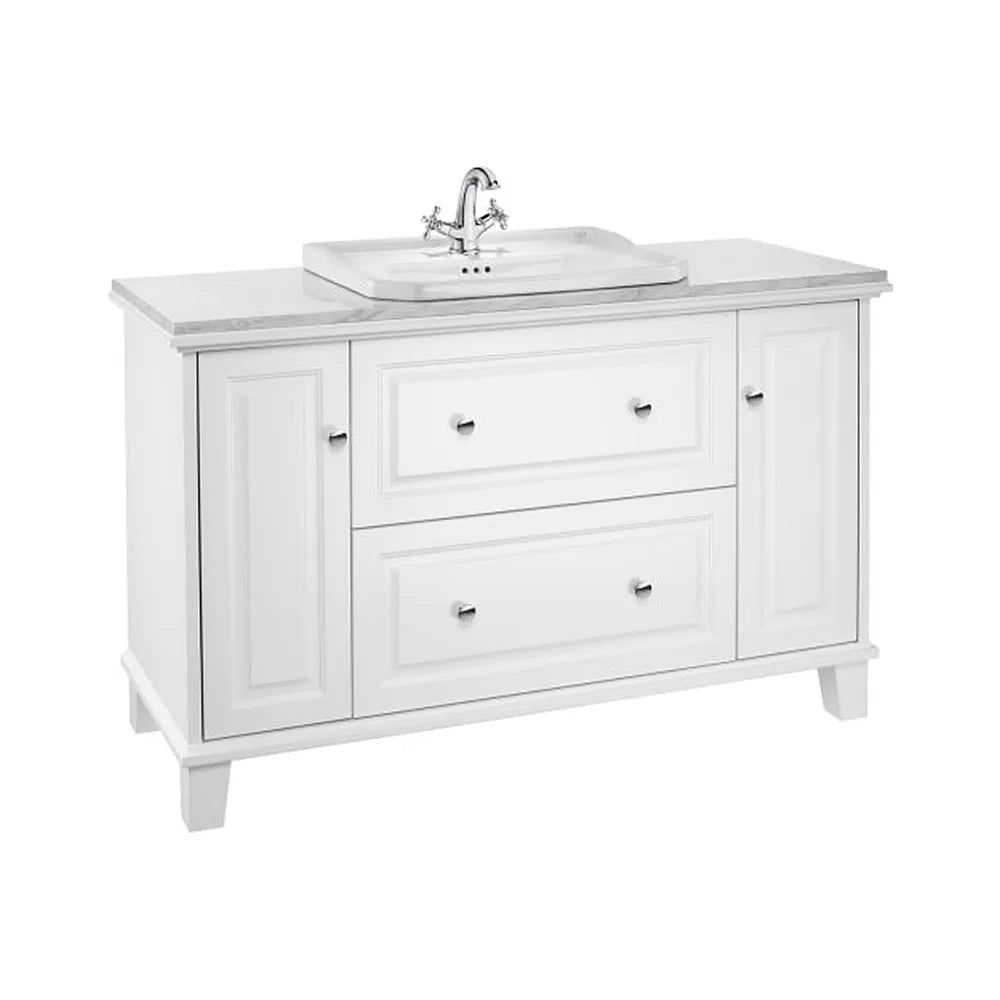 Mueble Base 2 Cajones Dos Puertas para Lavabo Encimera 130x49x83cm Colección Carmen Blanco Mate Roca - Vista 1