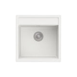 Fregadero de 1 cubeta Quarzex blanco 43 5x36 5x18 cm sobre encimera Roca