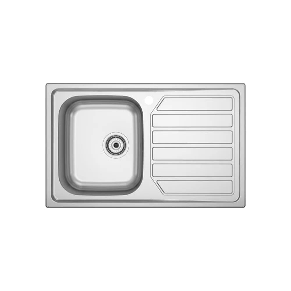 Fregadero de Acero Inoxidable 1 Cubeta con Escurridor Derecho y Orificio para Grifería Roca - Vista 1