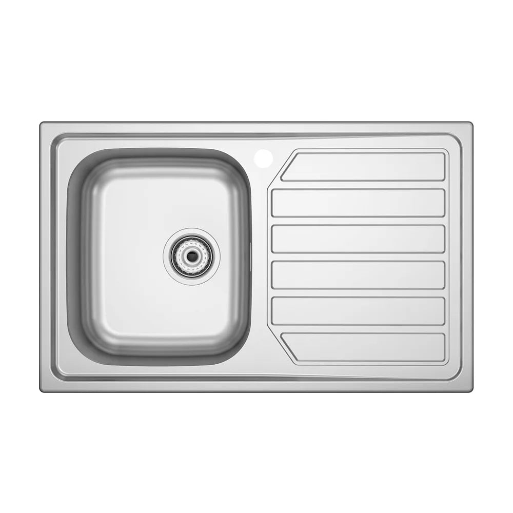 Fregadero de Acero Inoxidable 1 Cubeta con Escurridor Derecho y Orificio para Grifería Roca - Vista 2