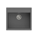 Évier 1 cuve Quarzex orifice prédécoupé pour robinetterie dimensions 51.5x36.5x18 cm gris réversible Helsinki Roca