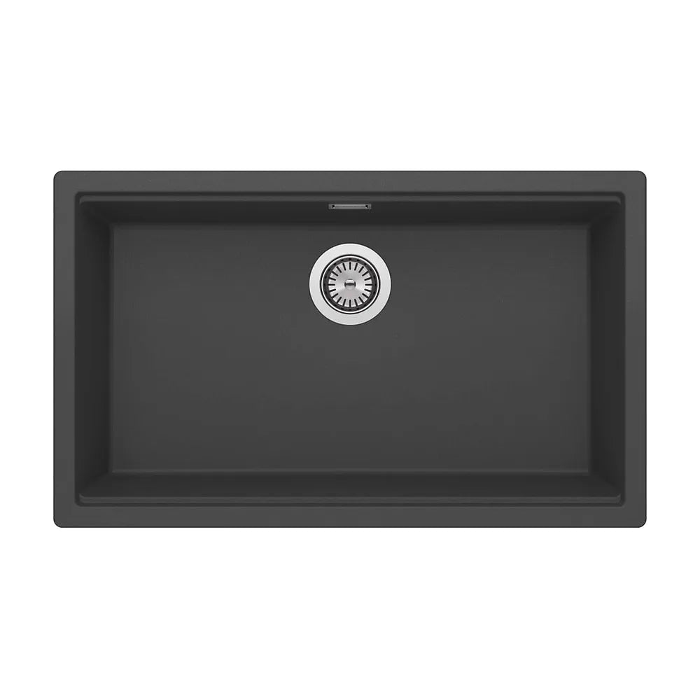 Fregadero Rectangular 1 Cubeta Bajo Encimera 72x38x19cm Negro Roca - Vista 2
