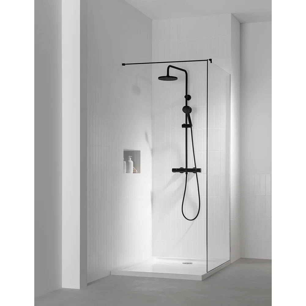 Hoja fija para ducha cristal transparente perfil negro mate 120x200 cm Roca - Vista 2