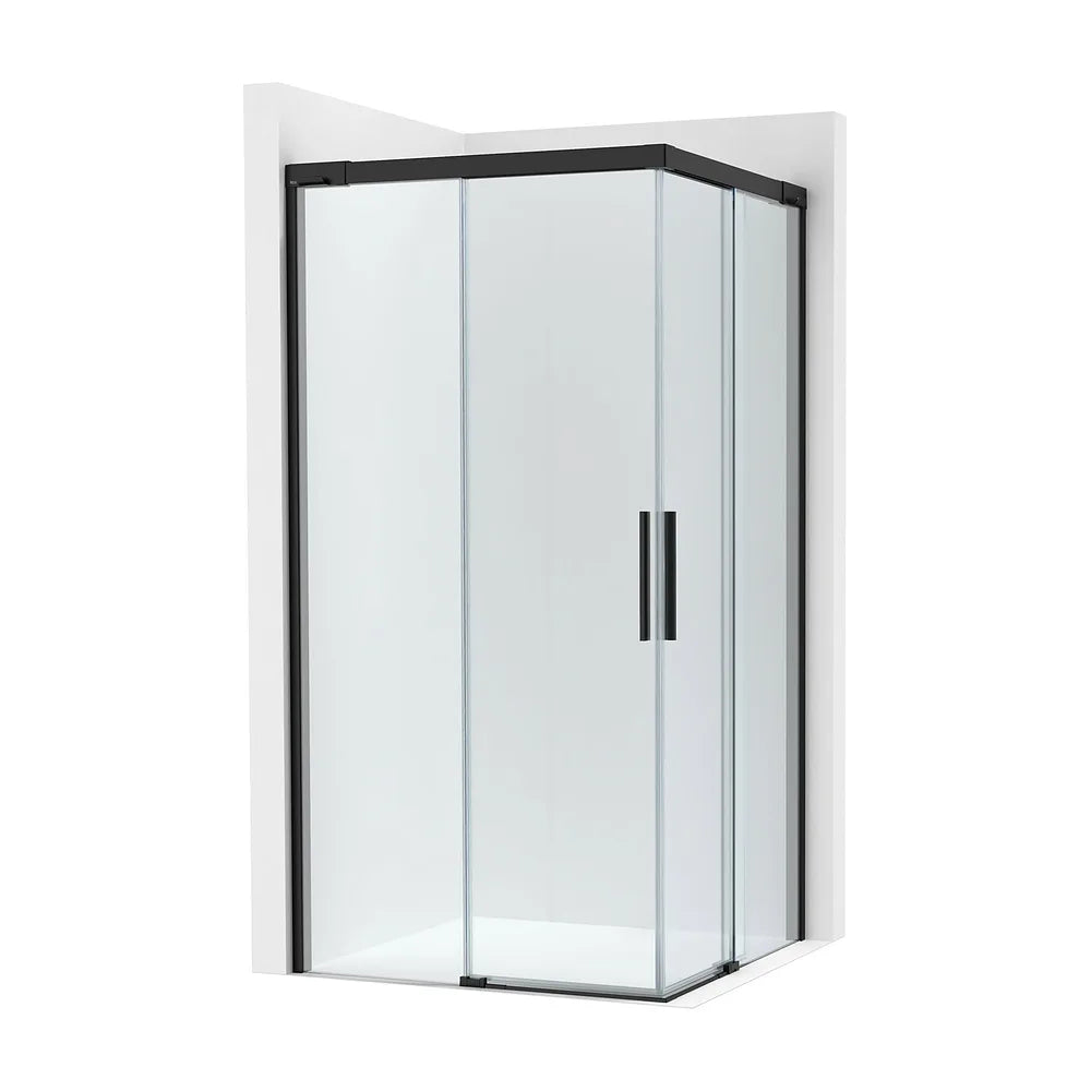 Lateral ducha 1 hoja corredera 1 fija 75x200 cm cristal transparente perfil negro mate Roca - Vista 2