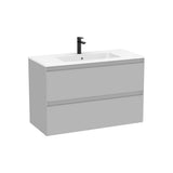 Mueble base suspendido dos cajones lavabo porcelana blanco 101x46x65 cm Roca