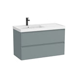 Meuble suspendu avec deux tiroirs et lavabo Fineceramic à gauche 100 x 46 x 62 cm Roca