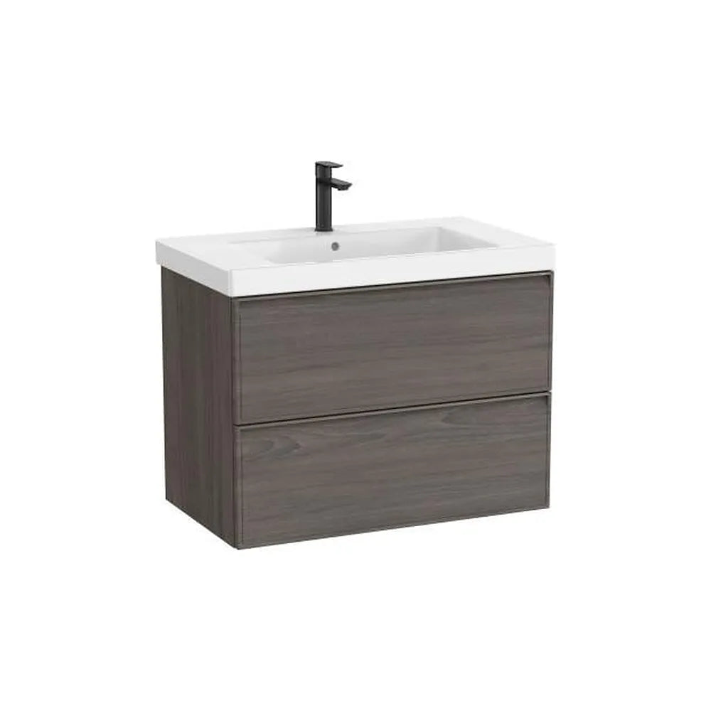 Mueble base suspendido dos cajones lavabo cuadrado Fineceramic 80x46x62 cm Roca - Vista 1