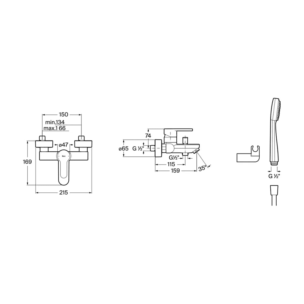 Grifería Exterior Monomando para Baño Ducha con Inversor Automático Stella Negro Mate Roca - Vista 5