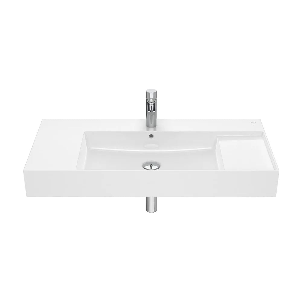 Lavabo de forma rectangular de 100 cm fabricado en fineceramic de color blanco Roca - Vista 1