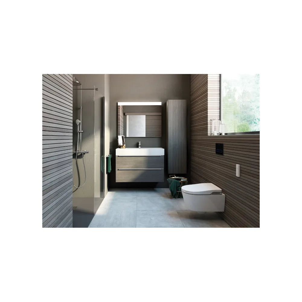 Lavabo de forma rectangular de 100 cm fabricado en fineceramic de color blanco Roca - Vista 2